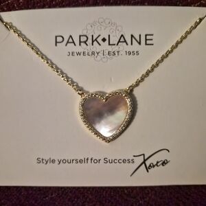 Park Lane Gold and Mother Of Pearl Heart Necklace